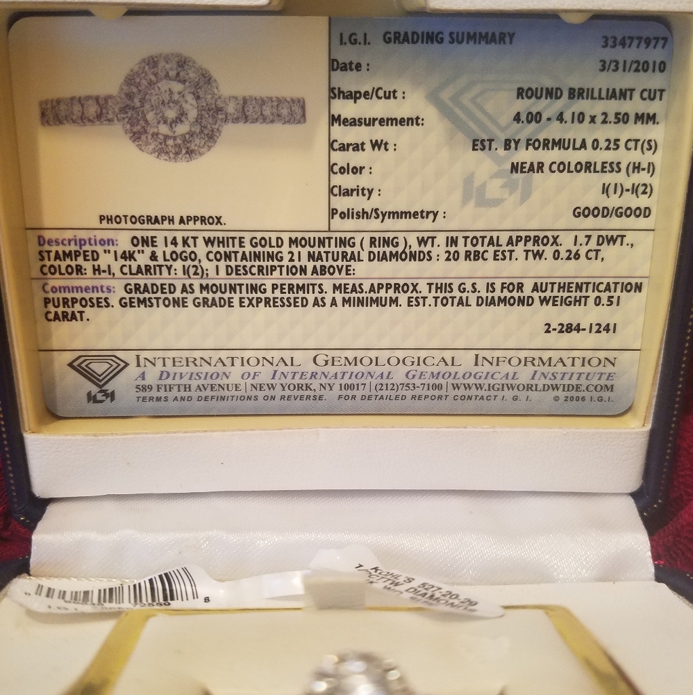 Diamond Engagement Ring 1/2kt White Gold IOB - Picture 5 of 6